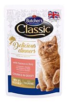 Butcher's Cat Class.Delic.Dinn. losos+dorada kapsa100g + Množstevní sleva